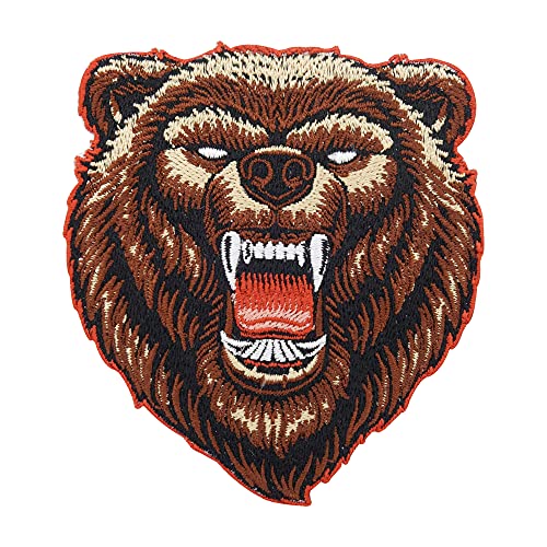 Angry Grizzly Bär Patch zum Aufbügeln | Vintage Patches, Tiere Bügelflicken, Biker Bügelbild, Bear Aufnäher Finally Home von Finally Home
