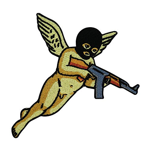 Bad Angel Patch zum Aufbügeln | Engel mit Waffe und Flügeln Patches, Bügelflicken, Flicken, Aufnäher geeignet für Lederjacken Finally Home Bad Angel Patch zum Aufbügeln | Engel mit Waffe und Flügeln Patches, Bügelflicken, Flicken, Aufnäher geeignet für Lederjacken Finally Home von Finally Home