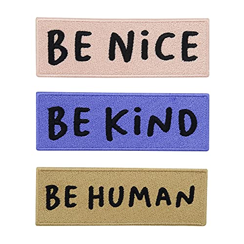 Be Kind, Be Nice, Be Human Patch zum Aufbügeln 3er Set | Spruch Patches, Banner Bügelbild, Flicken, Aufnäher Finally Home von Finally Home