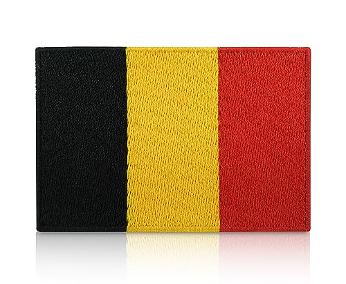 Belgien Flagge Patch zum Aufbügeln | 7,5 x 5 cm Belgium Flag Patches, Belgische Fahne Bügelbild BE Aufbügler Aufnäher Bügelpatches Finally Home von Finally Home