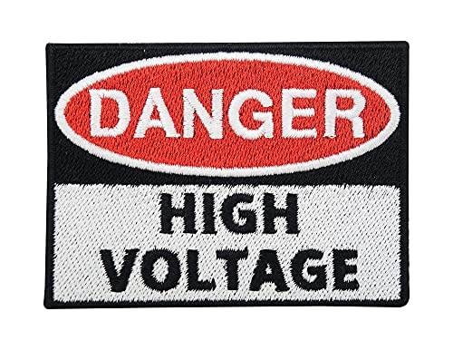Danger High Voltage Patch zum Aufbügeln | Achtung Hochstrom Patches, Gefahr Bügelflicken, Warnung, Bügelbild, Strom Aufnäher Finally Home von Finally Home