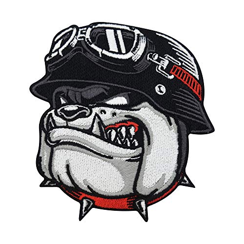 Biker Bulldogge Patch zum Aufbügeln | Motorrad Kutte Patches, Hunde Bügelflicken, Motorradjacke Männer Flicken, Motorcycle Aufnäher für Lederwesten Finally Home von Finally Home