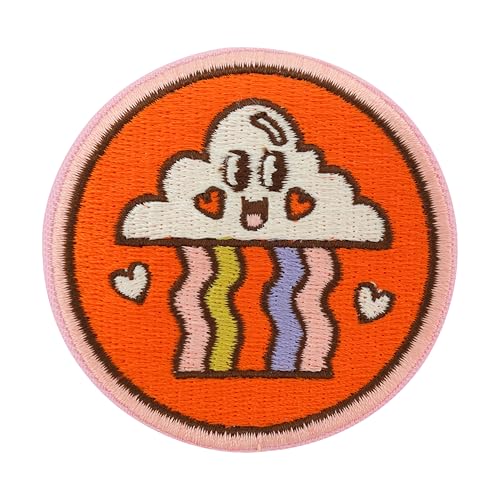 Finally Home Patch zum Aufbügeln - Kleine Wolke | Regenbogen Patches, Runde Natur Aufbügler, Hippie Flicken, Girl Aufnäher von Finally Home