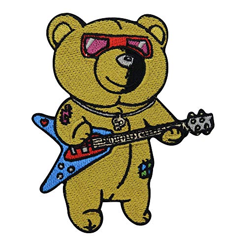 Finally Home Rock Teddy an der Gitarre Patch zum Aufbügeln | Musik Patches, Rock & Roll Bügelflicken, Teddybär Flicken, Bär Aufnäher von Finally Home