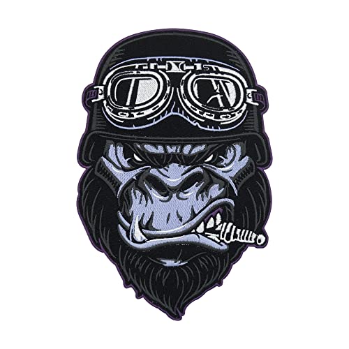 Finally Home Großer Biker Gorilla Patch zum Aufbügeln | Motorrad Kutte Patches, Rückenaufnäher, Motorradjacke Rückenpatch, Motorcycle Rocker Aufnäher für Lederwesten von Finally Home