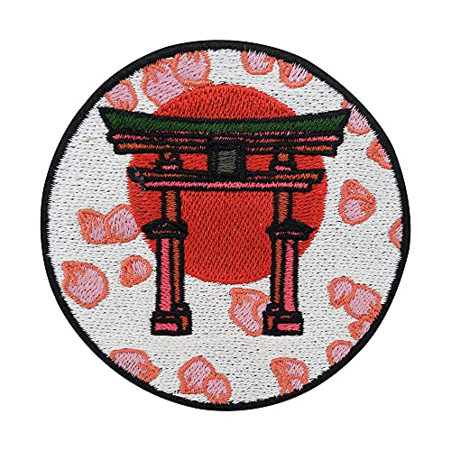 Japanisches Tor mit Kirschblüten Patch zum Aufbügeln | Japan Patches, Rote Sonne Bügelbild, Flicken, Aufnäher Finally Home von Finally Home