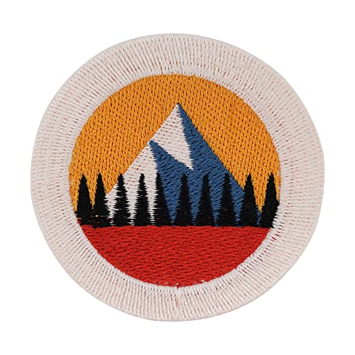 Kleiner Berge Patch zum Aufbügeln | Vintage Berg Patches Mini Baum Bügelbild Wald Aufbügler Bäume Aufnäher Wanderer Outdoor Bügelpatch Finally Home von Finally Home