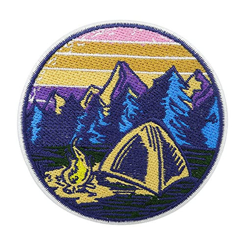 Retro Camping Zelt Patch zum Aufbügeln | Vintage Wanderer Patches, Berge Bügelbild, Wald Flicken, Wandern Aufnäher Finally Home von Finally Home
