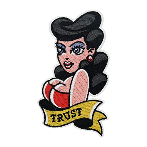 Sexy Frau Patch zum Aufbügeln | Retro Tattoo Patches, Motorrad Bügelbild, Biker Babe Aufbügler, Aufnäher Finally Home von Finally Home