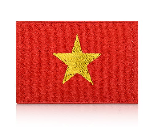 Finally Home Vietnam Flagge Patch zum Aufbügeln | 7,5 x 5 cm Vietnamesische Fahne Aufnäher, Backpacker Flag Patches, Bügelbild, Aufbügler Bügelpatches von Finally Home