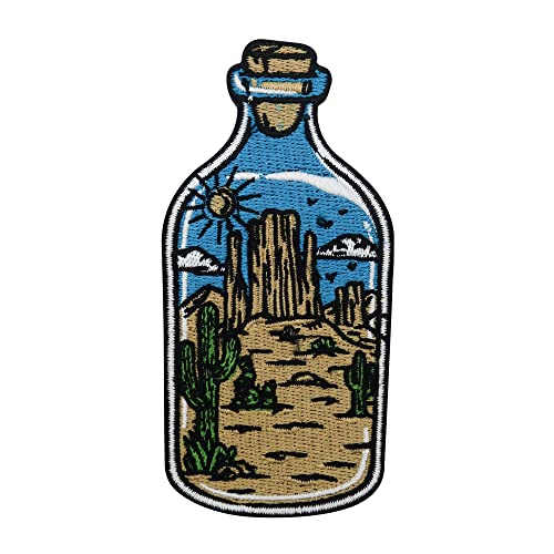 Wüste in der Flasche Patch zum Aufbügeln | Kaktus Patches, Sonne Bügelbild, Berg Aufbügler, Berge Aufnäher, Wanderer Bügelpatch Finally Home von Finally Home