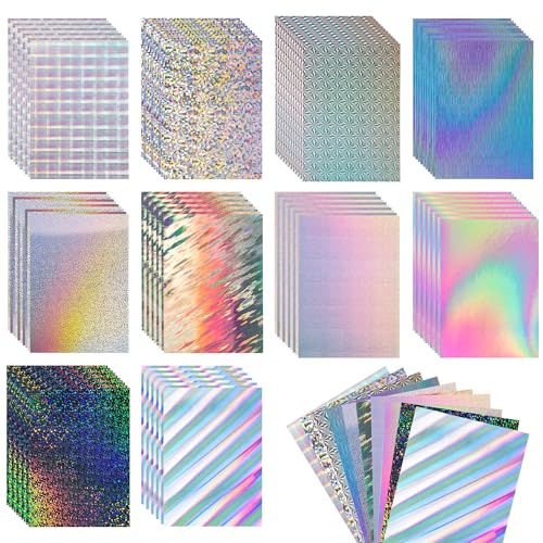 Holografischer Karton, 21,6 x 27,9 cm, 250 g/m², 10 verschiedene Stile, glänzender Glitzer-Karton, schillernd, spiegelnd, dickes Papier für Kartenherstellung, Scrabooking, 100 Blatt Holografischer Karton, 21,6 x 27,9 cm, 250 g/m², 10 verschiedene Stile, glänzender Glitzer-Karton, schillernd, spiegelnd, dickes Papier für Kartenherstellung, Scrabooking, 100 Blatt von Find Scrapblooms