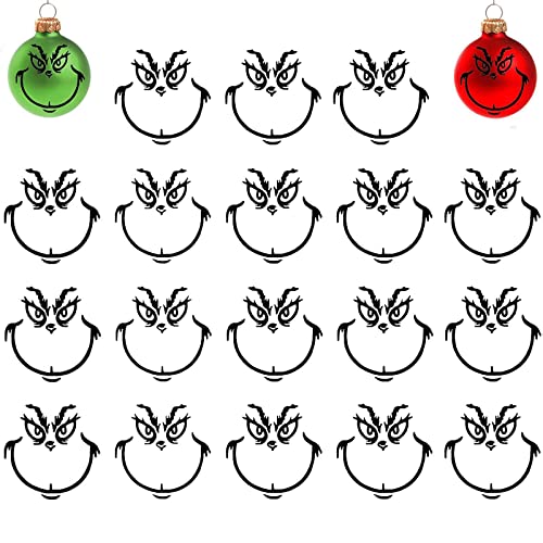 Finduat 15 Stück Grinch Aufkleber für Ornamente, Grinch Face Decals Vinyl Aufkleber, Grinch Weihnachtsdekoration, DIY Grinch Aufkleber, Weihnachten Grinch Aufkleber für Home Projekt, Party Supplies von Finduat