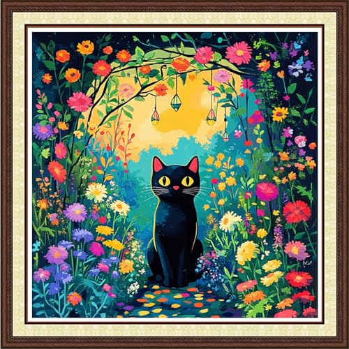 Findvoor Kreuzstich-Set für Erwachsene, vollständige Palette von Kreuzstich-Stickereien, unbedrucktes Muster für Anfänger, 11-fädiges Nadelspitzen-Set, Stickset, Gartenpfad, Katze, 45,7 x 45,7 cm Findvoor Kreuzstich-Set für Erwachsene, vollständige Palette von Kreuzstich-Stickereien, unbedrucktes Muster für Anfänger, 11-fädiges Nadelspitzen-Set, Stickset, Gartenpfad, Katze, 45,7 x 45,7 cm von Findvoor