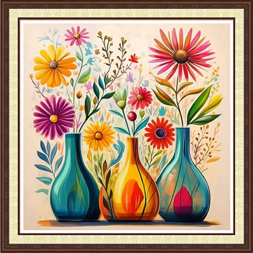 Findvoor Kreuzstich-Set für Erwachsene, vollständige Palette von Kreuzstich-Stickereien, unbedrucktes Muster für Anfänger, 11-fädiges Nadelspitzen-Set, Stickset, bunte Blumenvase, 45,7 x 45,7 cm Findvoor Kreuzstich-Set für Erwachsene, vollständige Palette von Kreuzstich-Stickereien, unbedrucktes Muster für Anfänger, 11-fädiges Nadelspitzen-Set, Stickset, bunte Blumenvase, 45,7 x 45,7 cm von Findvoor