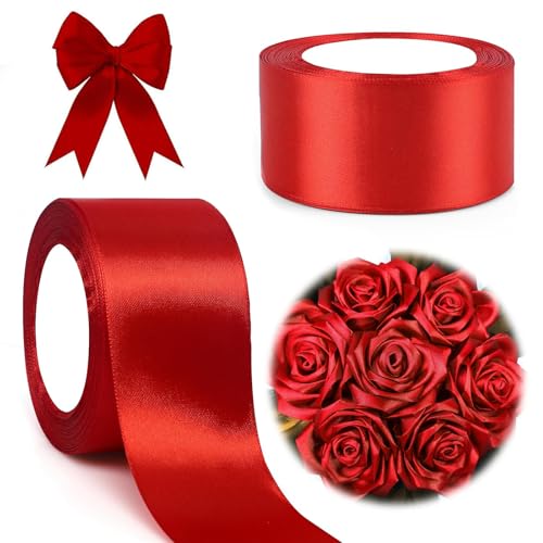 Fine jade2 2 Stück 22 Meters Geschenkband Satinband Rot 50mm für Geschenkverpackung, Taufe, Geburtstag, Hochzeit, Weihnachten Fine jade2 2 Stück 22 Meters Geschenkband Satinband Rot 50mm für Geschenkverpackung, Taufe, Geburtstag, Hochzeit, Weihnachten von Fine jade2