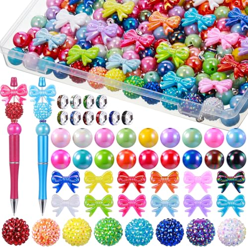 FineCheer 300 Stück Fokusperlen für Stifte, AB-Farbe, Acryl, 3D-fokal, bunte Perlen, Großpackung, runde Strass-Abstandshalter für Perlenstifte, Schlüsselanhänger, Schmuckherstellung, Armband von FineCheer