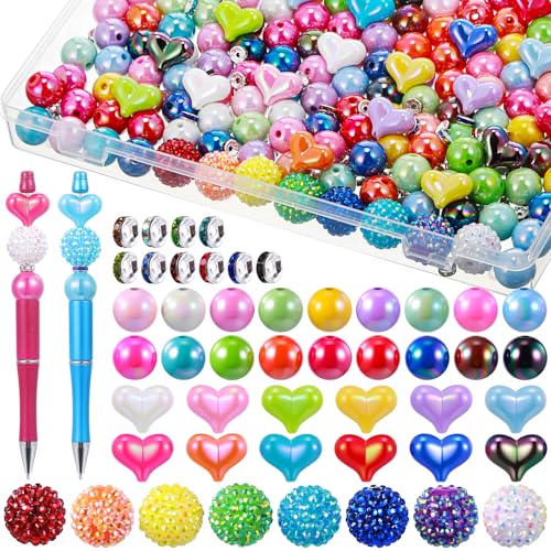 FineCheer 300 Stück Fokusperlen für Stifte, AB-Farbe, Acryl, 3D-fokal, bunte Perlen, Großpackung, runde Strass-Abstandshalter für Perlenstifte, Schlüsselanhänger, Schmuckherstellung, Armband von FineCheer