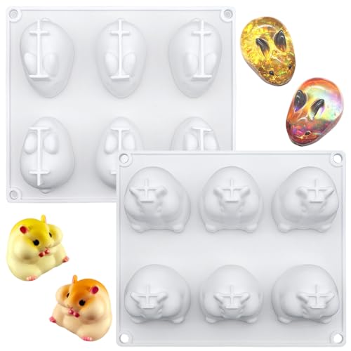 2 Stück Hamster Kaninchen Harzformen, FineGood 6 Mulden, 3D-Tier-Epoxidharz-Form, Haustier-Gedenkstatue, Silikonformen für Harz von FineGood