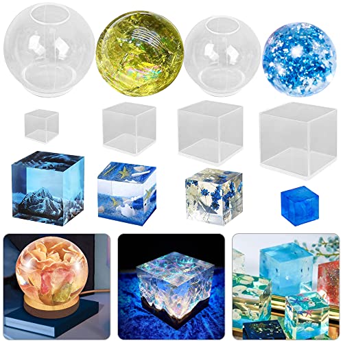 6 Stück Kugel-Würfel-Harz-Formen, FineGood klare Harz-Formen, Silikon-Epoxidharz-Formen, DIY-Kristallkugel-Silikonform für Harz, Kerzen, Seife 6 Stück Kugel-Würfel-Harz-Formen, FineGood klare Harz-Formen, Silikon-Epoxidharz-Formen, DIY-Kristallkugel-Silikonform für Harz, Kerzen, Seife von FineGood