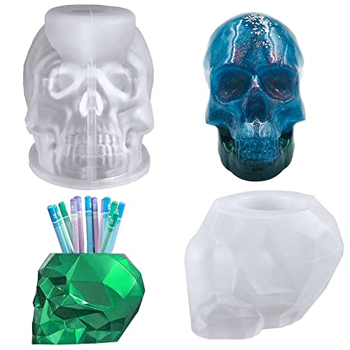 FineGood 3D-Silikonformen mit Totenkopf-Motiv, große Silikonformen für Kunstharz, DIY-Aufbewahrung, Harzformen, Silikon, Epoxidharz, Formen für Kerzenherstellung, Make-up-Pinsel, Stifthalter, 2 Stück FineGood 3D-Silikonformen mit Totenkopf-Motiv, große Silikonformen für Kunstharz, DIY-Aufbewahrung, Harzformen, Silikon, Epoxidharz, Formen für Kerzenherstellung, Make-up-Pinsel, Stifthalter, 2 Stück von FineGood
