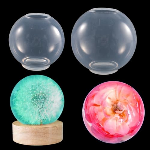 FineInno 2 Stück Kugel Silikonform Epoxidharz, Rund Ball Resin Gießform, Sphere Epoxidharz Formen für DIY Schmuck, Anhänger, Ohrringe,Schmuckherstellung von FineInno