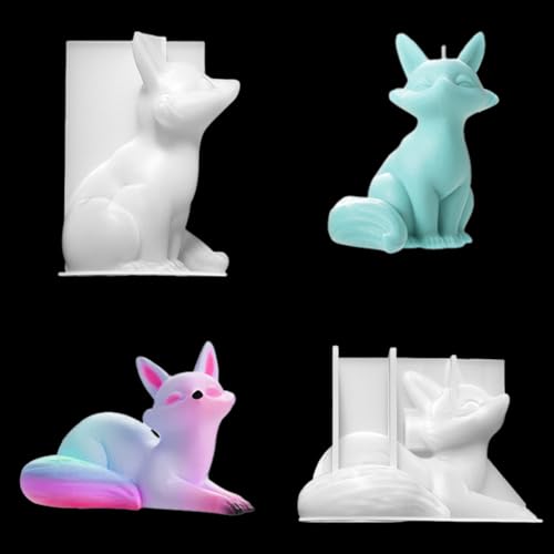 FineInno 2pcs Fuchs Silikonform, 3D Tiere Epoxidharz Form Fuchs Gießformen Fox Resin Molds für DIY Kerzen Seife Aromatherapie Hausdekoration Gips Kunsthandwerk von FineInno