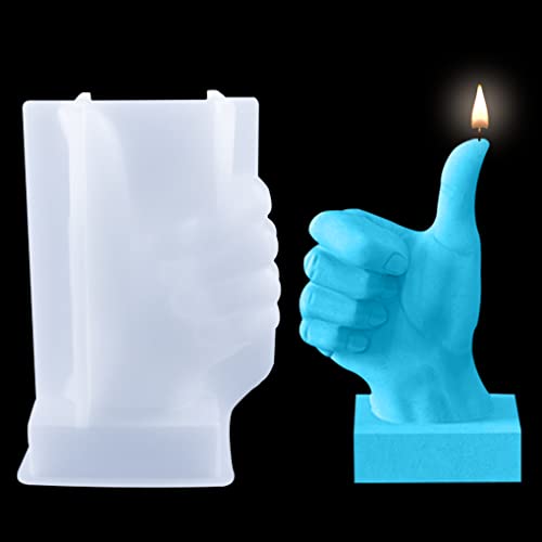 FineInno 3D Hand Kerzenform, Daumen Hoch Geste Kerzen Silikonform, Hände Finger Epoxidharz Formen Gießform für DIY Seifen, Kerzen, Gips, Heimdekoration (Daumen hoch) von FineInno