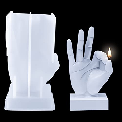 FineInno 3D Hand Kerzenform, Ok Finger Kerzen Silikonform, Hände Geste Epoxidharz Formen Gießform für DIY Seifen, Kerzen, Gips, Heimdekoration von FineInno