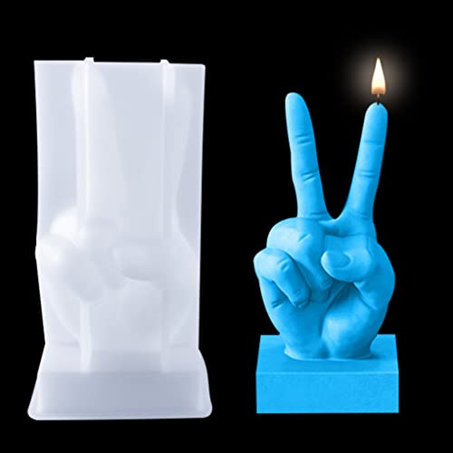 FineInno 3D Hand Kerzenform, Siegesgeste Kerzen Silikonform, Hände Geste Epoxidharz Formen Gießform für DIY Seifen, Kerzen, Gips, Heimdekoration von FineInno
