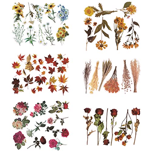 FineInno 48 Stücke Blumen Harz Aufkleber Flowers Resin Stickers Silikonform Epoxidharz Füllmaterial Transparent Aufkleber für Scrapbooking Journaling von FineInno