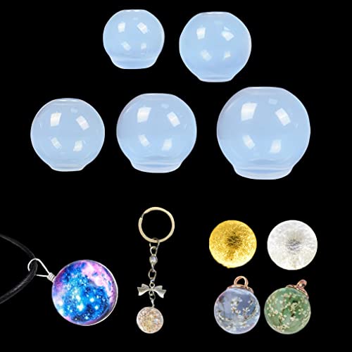 FineInno 5 Stück Kugel Silikonform Epoxidharz, Rund Ball Resin Gießform, Sphere Epoxidharz Formen für DIY Schmuck, Anhänger, Ohrringe,Schmuckherstellung von FineInno