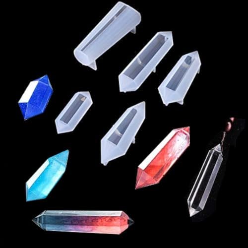 FineInno 5PCS Kristal Epoxidharz Formen,Edelstein Silikonform Gießformen,DIY Epoxy Resin Mold Anhänger Basteln Halskette Schmuck von FineInno