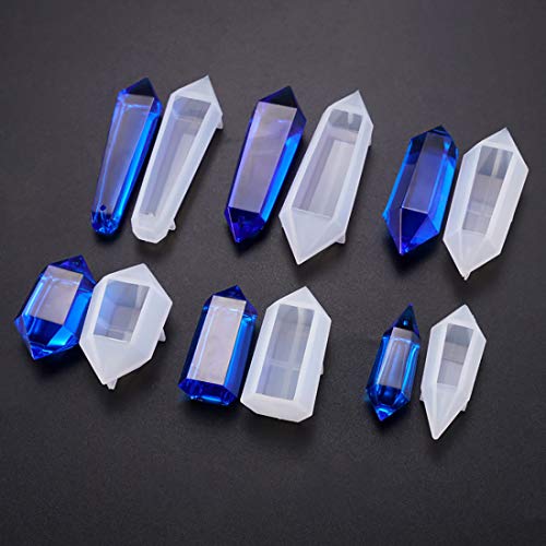 FineInno 6 Stück Pendel Silikonformen,Pendulum Epoxidharz Schmuck Resin Mold,Quarz Kristall Anhänger Gussformen, Edelstein Gießform,Crystal Form Basteln von FineInno