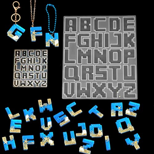FineInno Epoxidharz Formen Pixel Alphabet Harz Gießform Buchstaben Schmuck Silikonform Handwerk für Anhänger Dekoration DIY Basteln (Pixel Letter Resin Molds) von FineInno