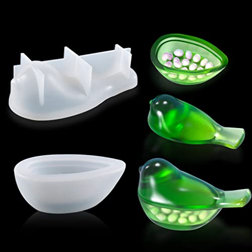 FineInno Vogel Epoxidharz Formen Schmuckbox,Epoxy Resin mold jars Aufbewahrungs Flasche Silikonform mit Deckel Box Gießformen Harz für DIY Schmuckbehälter (Resin mold) von FineInno