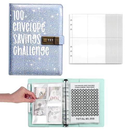 FineInno Haushaltsbuch,Budget Planner,Sparbuch für Geld,100 Envelope Budget Binder, Finanzplaner, Geld Sparen Mappe,Cash Stuffing Sparchallenge von FineInno