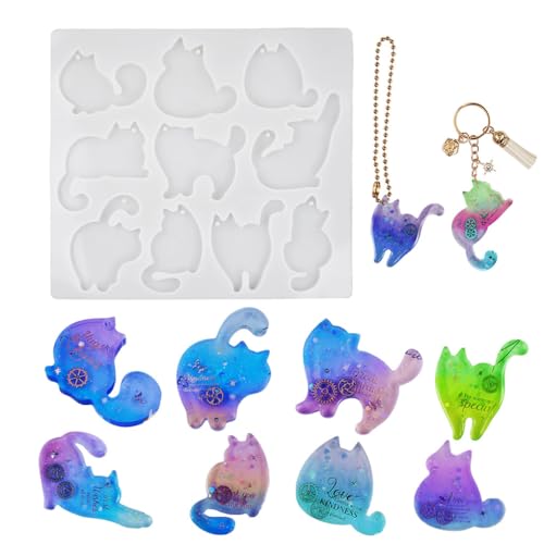 FineInno Kitty Harz Formen Schmuck Epoxidharz Ohrring Gießform Silikon Anhänger Harzformen für DIY Halskette Schmuckherstellung hängende Ornamente von FineInno