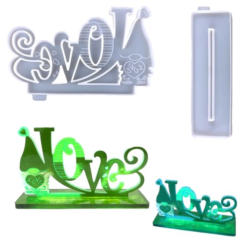 FineInno Love Buchstaben Silikonform, Love Zeichen Epoxidharz Formen mit Ständer, Ornamente Resin Gießform für DIY Geschenke zum Muttertag, Wohnkultur von FineInno