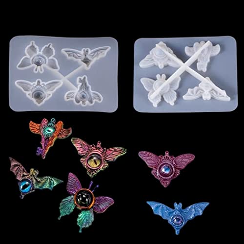 FineInno 5 Stück Epoxidharz Formen Halloween Silikonform Gießform Giessformen DIY Teufels Frühling Sommer Schmuck Engel Schmetterling Anhänger ﻿ von FineInno