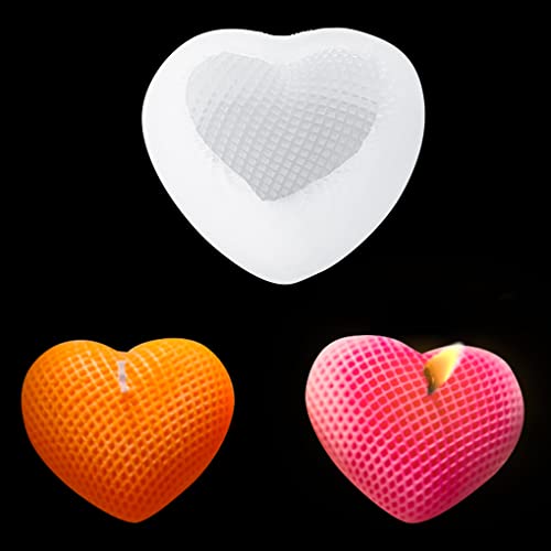 FineInno Silikonform Herz, Herzform Kerzenform Seifenform, 3D Diamant Liebe Epoxidharz Formen, Candle Gießform für DIY Fondant Schokoladen Kuchen Dekoration (Herz Silikonform) von FineInno