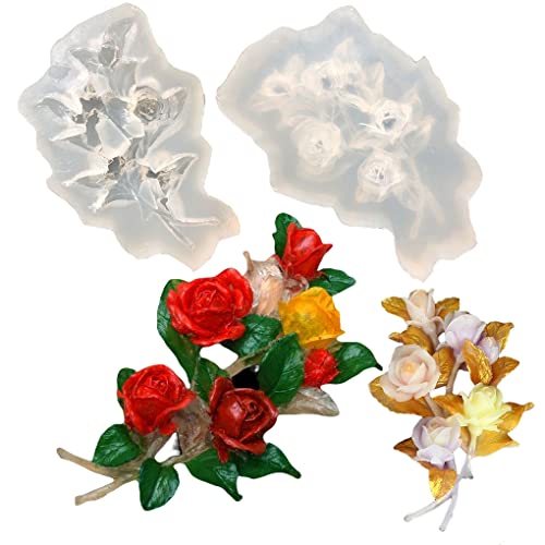 FineInno Rose Epoxidharz Formen,Blume Gießform Silikonform,Tulpenmagnolie Gießform Resin DIY Harz Formen Gießharz Flower Gipsformen Deko von FineInno
