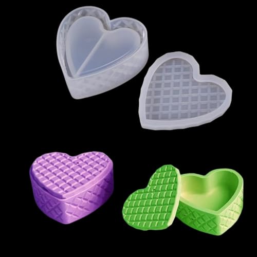 Finelnno Aufbewahrungsbox Silikonform Herzform, Resin Box Mould Heart Shape, Schmuckbox Epoxidharz Formen mit Deckel, Herz Gießform für Schmuck Organizer von FineInno