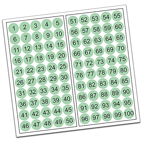 100 PVC Kreise nummeriert 1-100 15mm Klebepunkte von Finest-Folia Aufkleber Folie (R013 Mint) von Finest Folia
