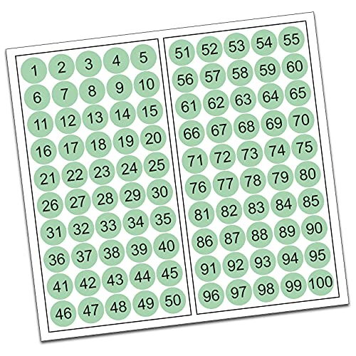 100 PVC Kreise nummeriert 1-100 15mm Klebepunkte von Finest-Folia Aufkleber Folie (R013 Mint) von Finest Folia