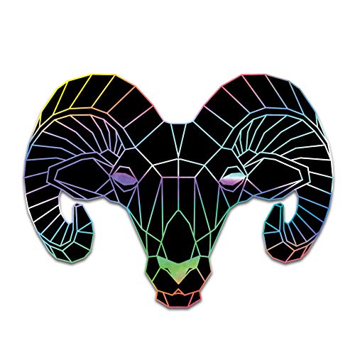 2 x Polygon Tier Sticker Hologramm Aufkleber Tiere Origami Design Geometrisch Selbstklebend Kunst für Auto Motorrad Laptop Kühlschrank Wand Dekor R117 (Widder) von Finest Folia