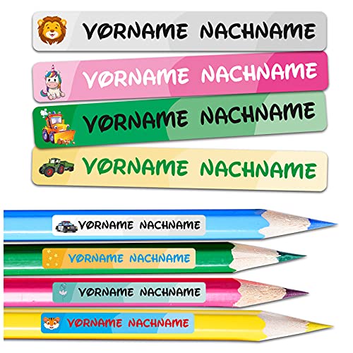 60 x Namensaufkleber Wunschname personalisiert je 4,5x061cm Aufkleber mit Kinder Name Beschriftung Schule Kindergarten Kleidung Sticker (Nr. 41 Komplett Set, Für schmale Oberflächen) von Finest Folia