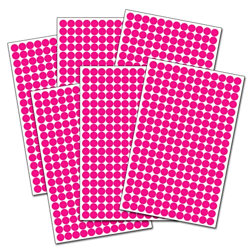 684-1368 Klebepunkte Neon 15mm Kreis Punkt selbstklebende Aufkleber Inventur - Finest Folia (Neon Pink, 1368 Klebepunkte) von Finest Folia
