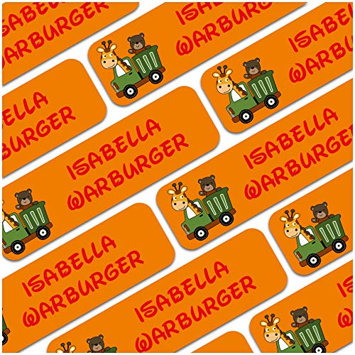 80 x Namensaufkleber Wunschname personalisiert je 3,5x1cm Aufkleber mit Kinder Name Beschriftung Schule Kindergarten Kleidung Sticker (Nr. 03 Auto, Für Textilien) von Finest Folia