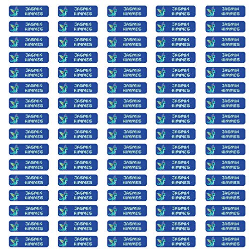 80 x Namensaufkleber Wunschname personalisiert je 3,5x1cm Aufkleber mit Kinder Name Beschriftung Schule Kindergarten Kleidung Sticker (Nr. 09 Drache, Für Textilien) von Finest Folia